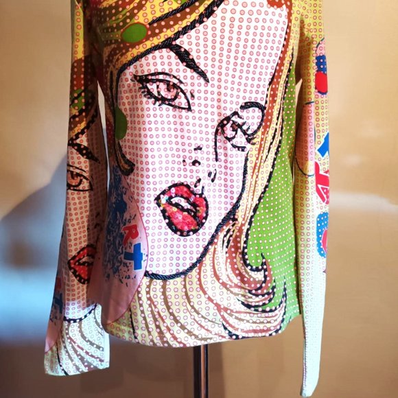 Gio Glen Face/Pop Art Long Sleeve T Shirt - M - Picture 2 of 4